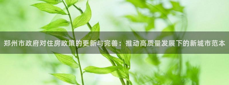 新宝5下载app：郑州市政府对住房政策的更新与完善：推动高质