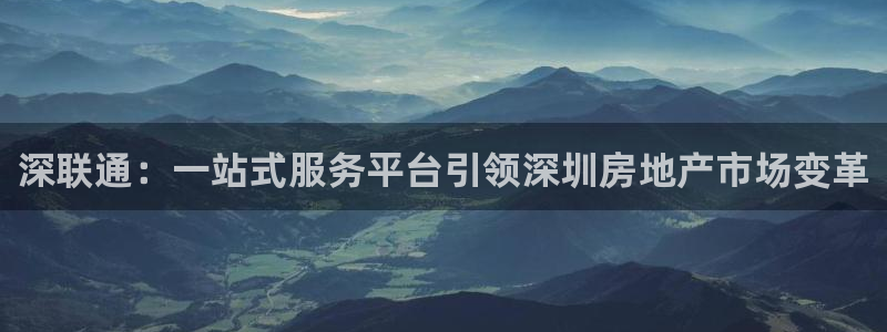新宝5娱乐都：深联通：一站式服务平台引领深圳房地产市场变革